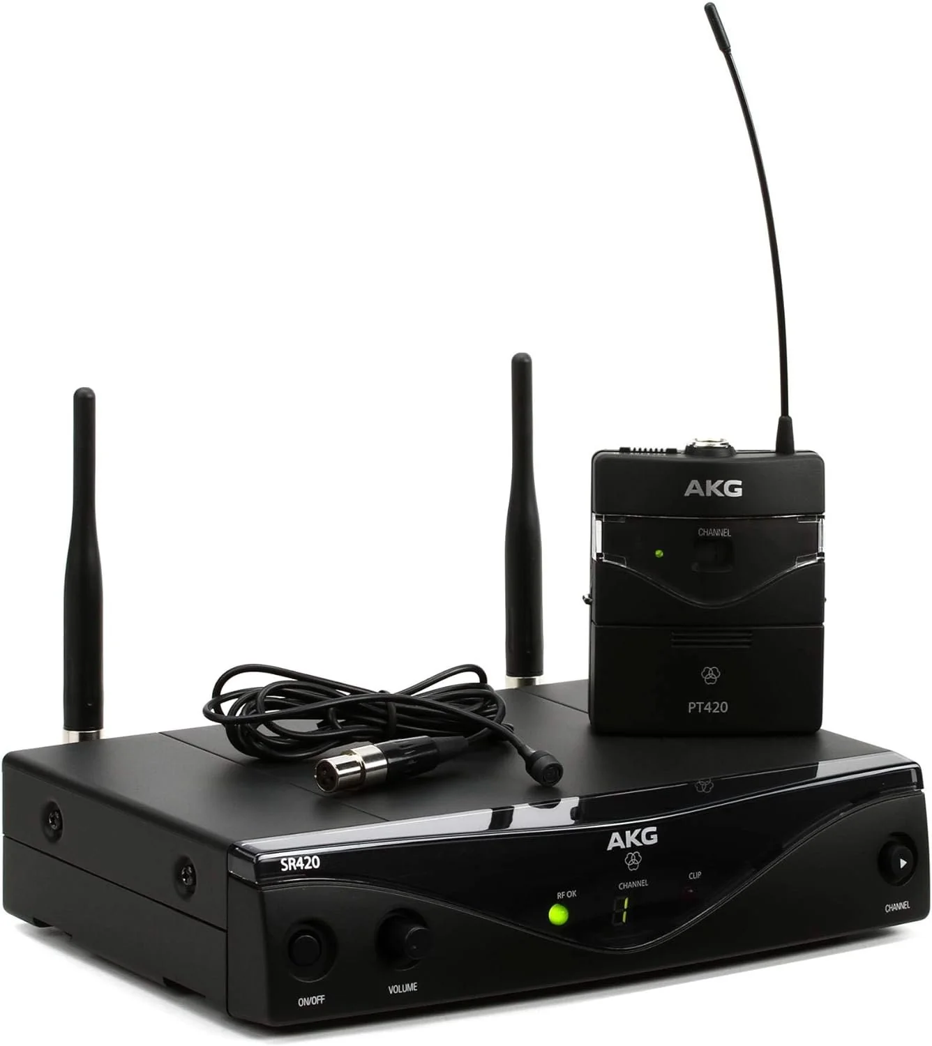 AKG Pro Audio WMS420 Headworn Set Band A Wireless Microphone System with SR420 Stationary Receiver, P420 Pocket Transmitter, Headworn Microphone - Image 3