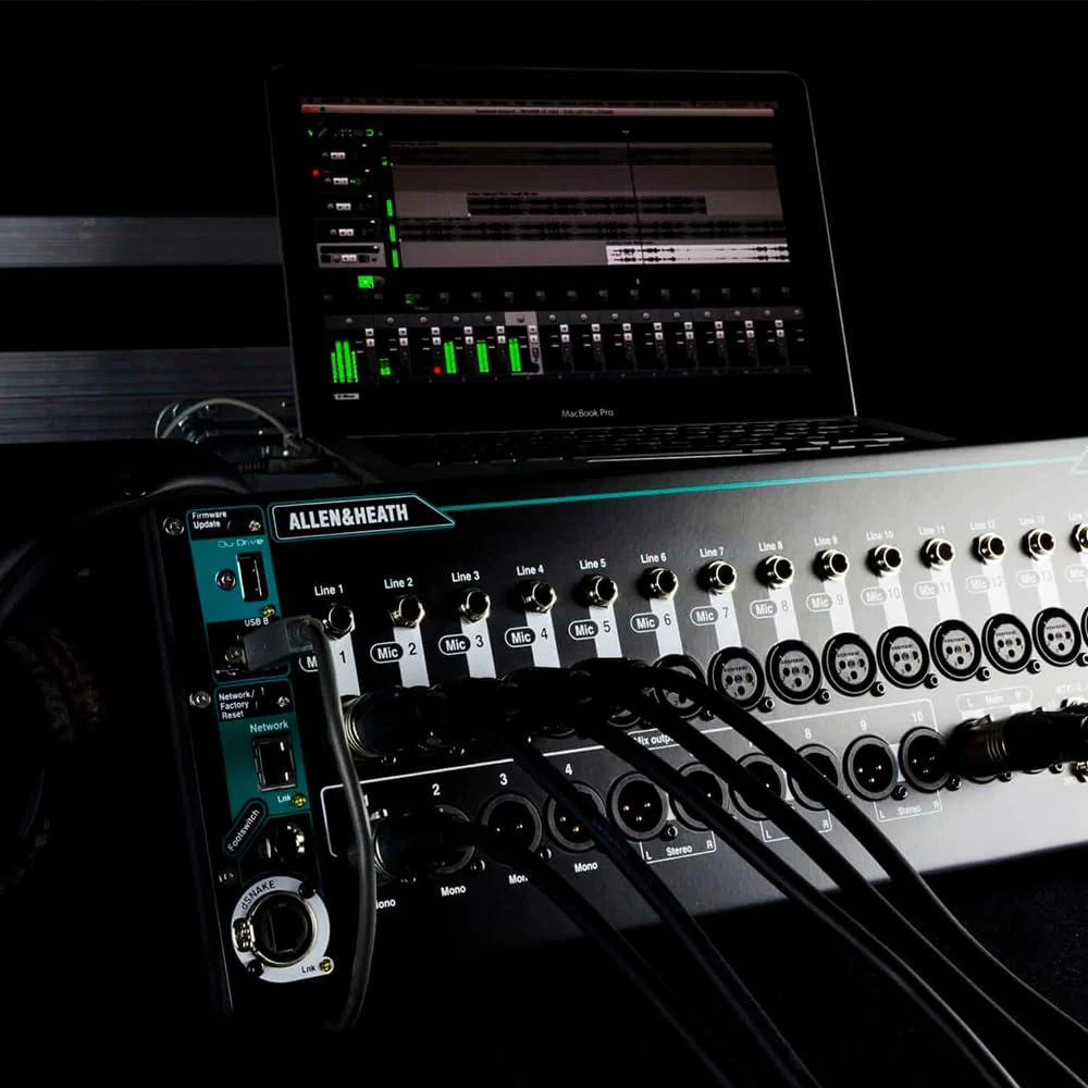 Allen & Heath Qu-SB Portable 18in / 14out Ultra Compact Digital Mixer Bundle w/6-Pack Pig Hog PHM10 8mm XLR Microphone Cable and Liquid Audio Polishing Cloth - Image 5