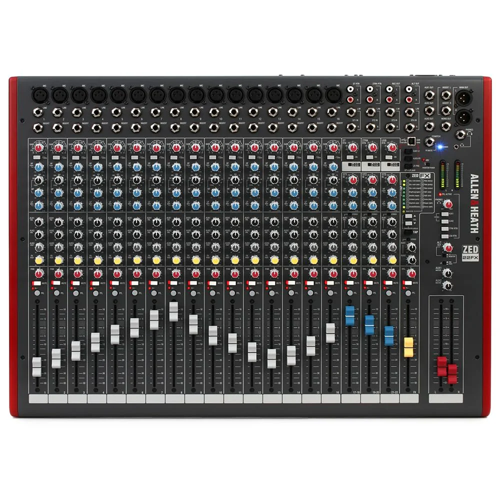 Allen & Heath ZED-22FX Multipurpose Mixer with FX for Live Sound and Recording Bundle w/ 4-Pack Pig Hog PHM10 8mm Mic Cable and Liquid Audio Polishing Cloth - Image 3