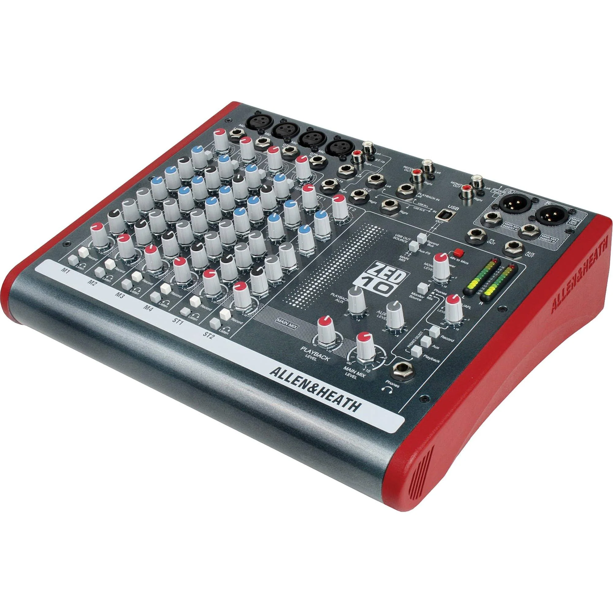Allen & Heath ZED10 4 Channel Mixer Multipurpose for Live Sound and Recording Bundle with 2x Pig Hog PHM15 8mm XLR Microphone Cable, Power Cable & Liquid Audio Polishing Cloth - Image 2