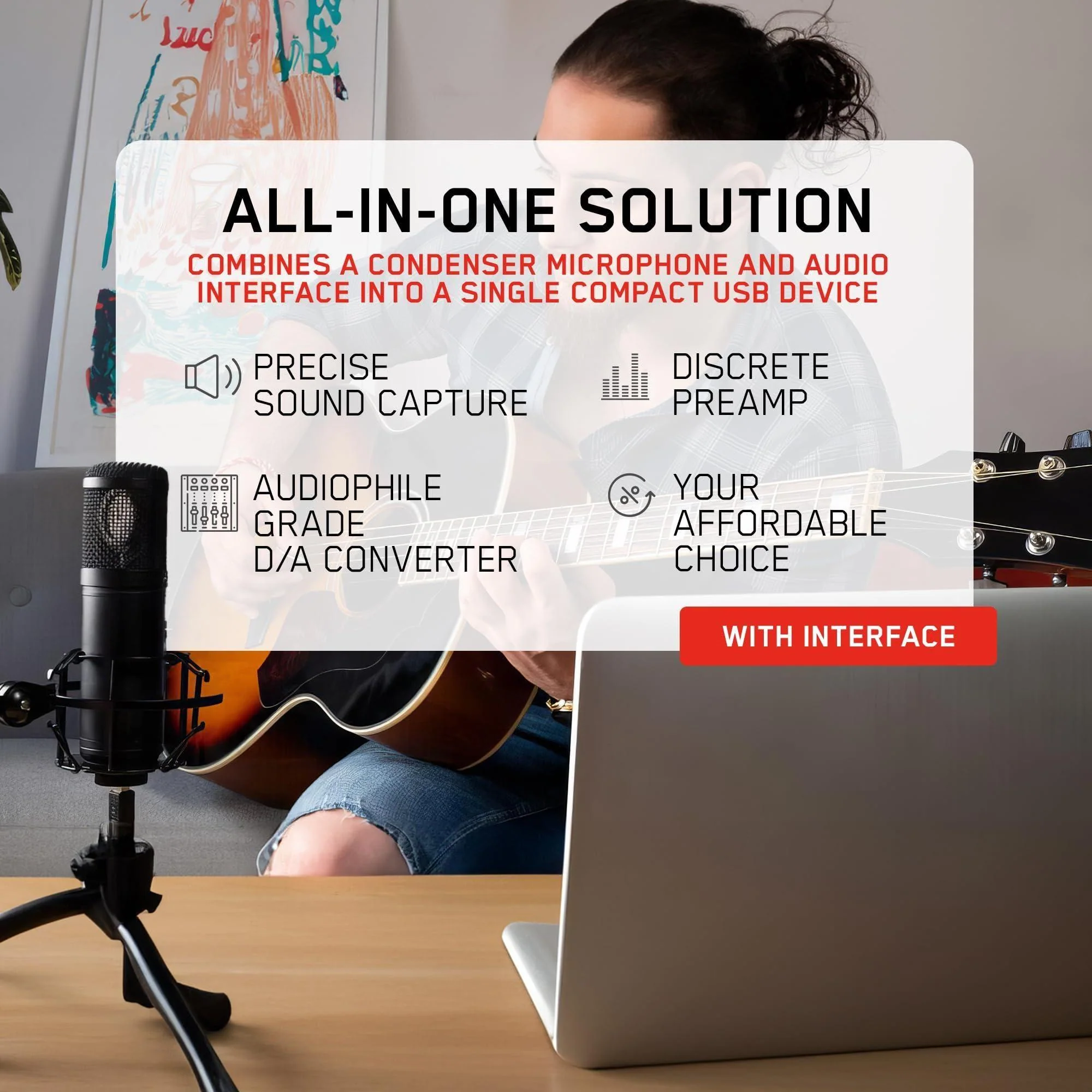Antelope Audio Axino Synergy Core, Podcast Microphone, All-in-One Large Diaphragm USB Vocal Microphone with Onboard Emulations and Effects, Condenser Mic + Audio Interface - Image 5