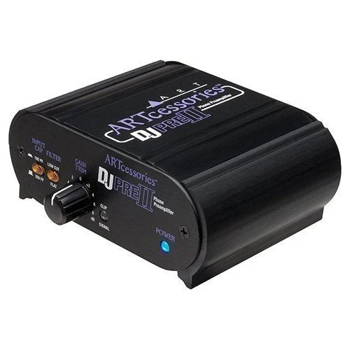 ART DJ Pre II Turntable Phono Preamplifier with RIAA EQ and a RCA Male to 2 RCA Male Audio Cable 3' - Image 2