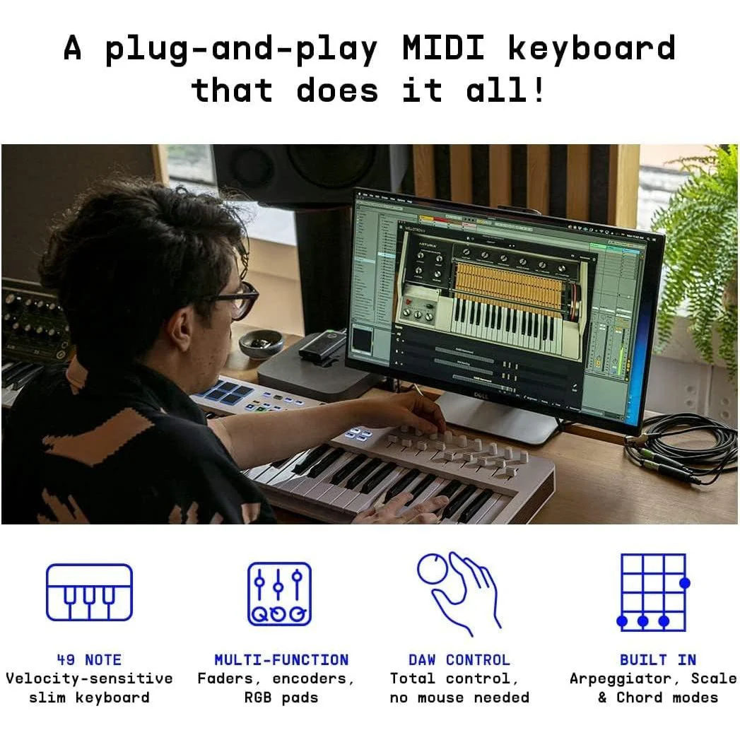 Arturia KeyLab 61 Essential mk3 MIDI Controller BUNDLE with MIDI Keyboard, Keyboard Sustain Pedal, USB Cable & Polishing Cloth - 61 Key Keyboard, Software Integration, Flexible Connectivity - Image 6