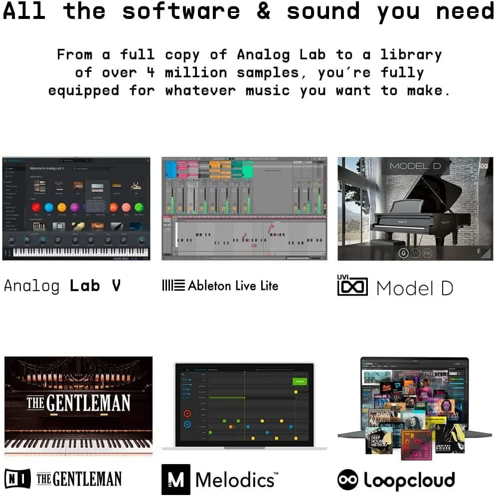 Arturia KeyLab 61 Essential mk3 MIDI Controller BUNDLE with MIDI Keyboard, Keyboard Sustain Pedal, USB Cable & Polishing Cloth - 61 Key Keyboard, Software Integration, Flexible Connectivity - Image 9