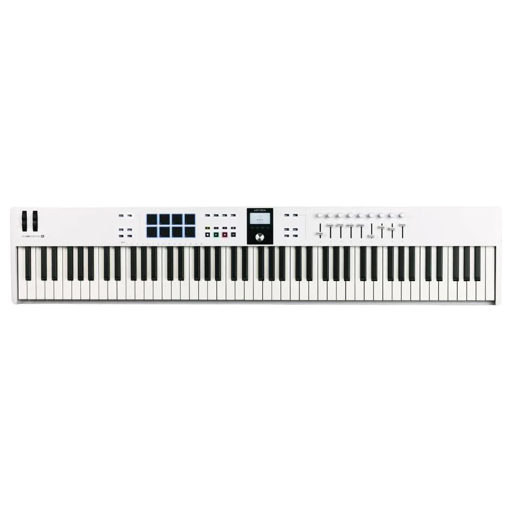 Arturia KeyLab Essential 88 mk3 Full-size Universal Midi Controller, White Bundle w/Deluxe Sustain Pedal & Liquid Audio Polishing Cloth - Image 2