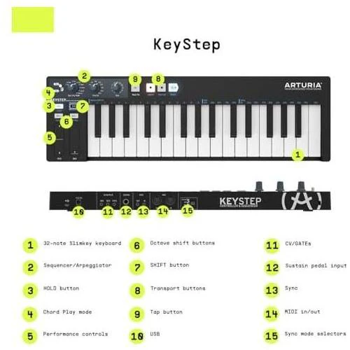 Arturia - Keystep - Portable MIDI Controller, Sequencer and Arpeggiator - 32 Slimkeys, 8-Memory Polyphonic Step Sequencer, 8-Mode Arpeggiator, CV-Compatible(Black) - Image 2
