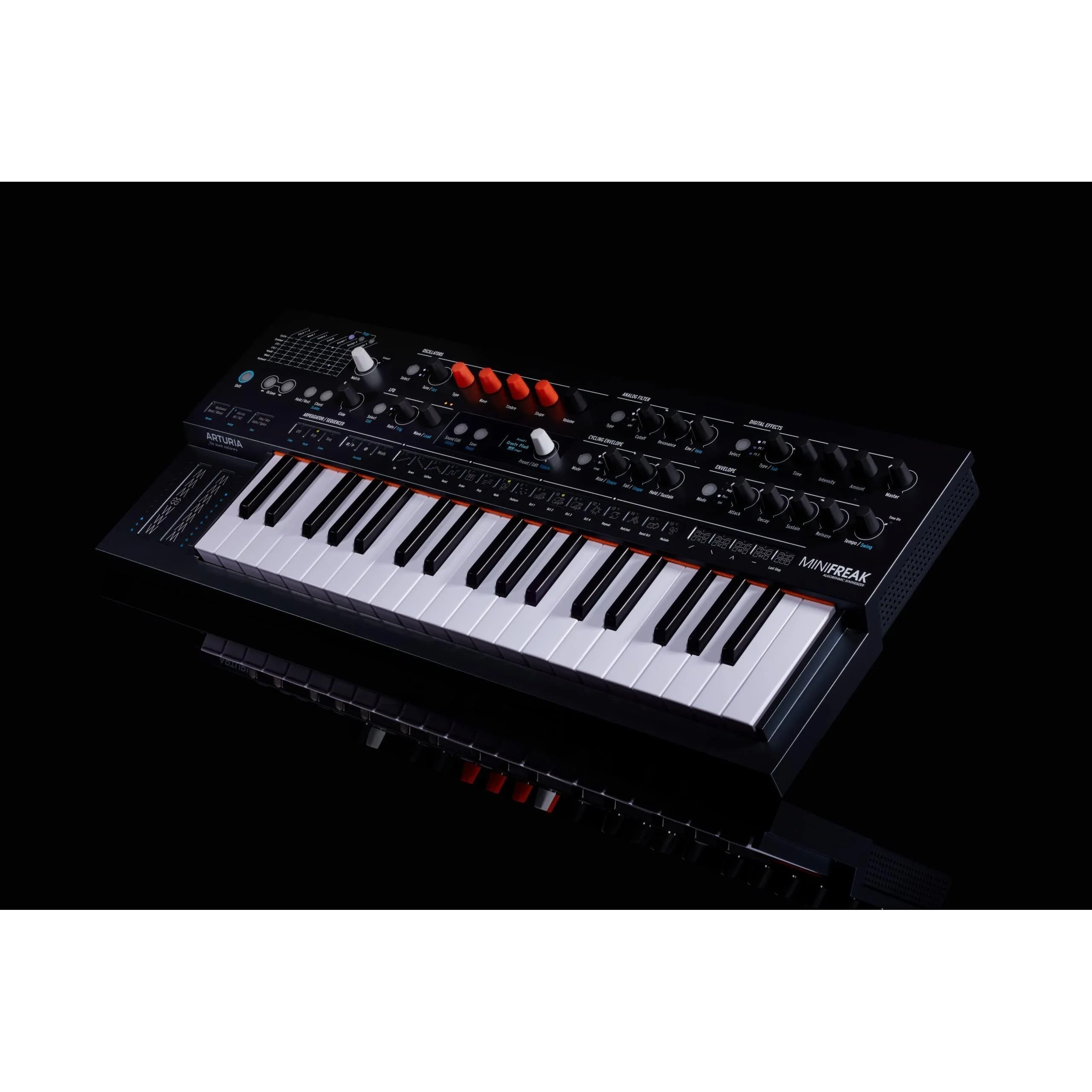 Arturia MiniFreak 37 Key Polyphonic Hybrid Keyboard Bundle w/Pig Hog 4-Pack 12" Mono Patch Cables, Pig Hog 6' MIDI Cable, Power Supply, USB Cable & Liquid Audio Polishing Cloth - Image 6