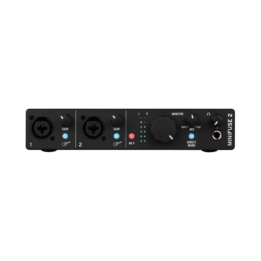Arturia MiniFuse 2 Flexible Dual USB-C Audio Interface, Black w/ 2-Pack Pig Hog PHM10 8mm XLR Microphone Cable and Liquid Audio Polishing Cloth - Image 2