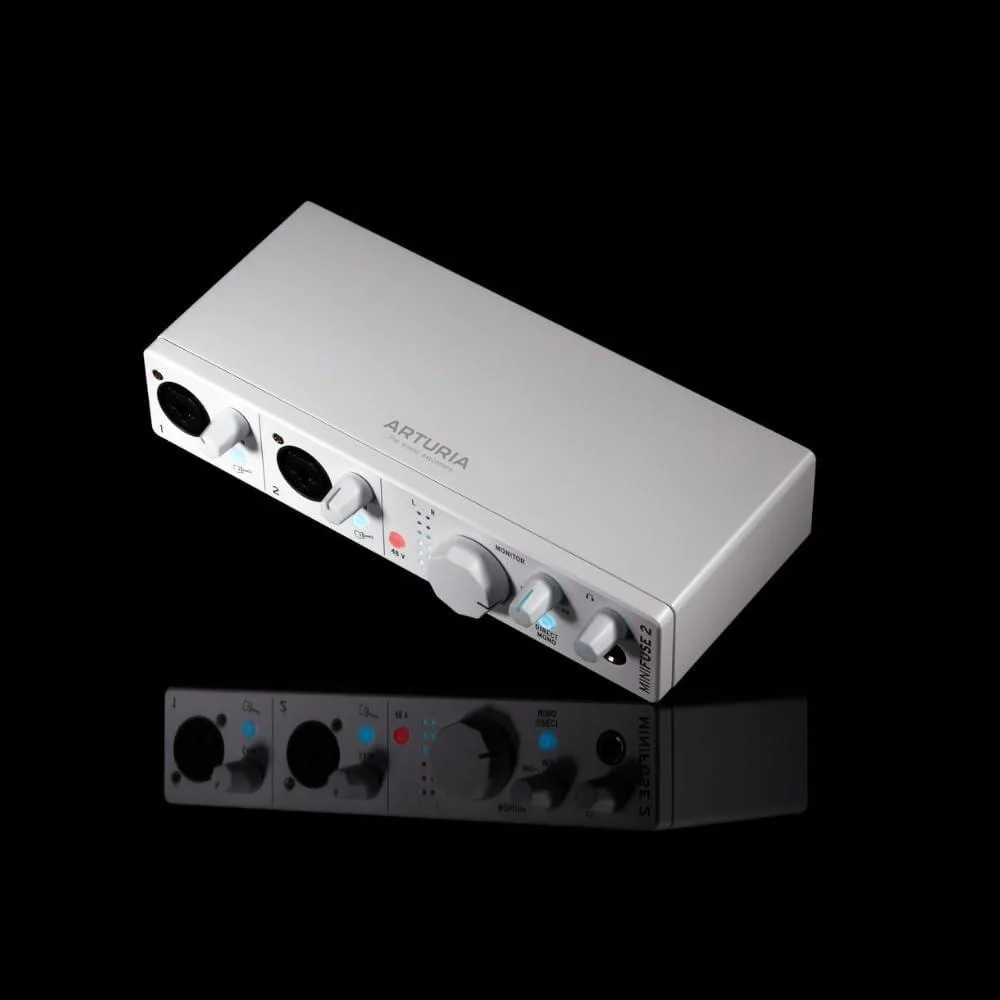 Arturia MiniFuse 2 Flexible Dual USB-C Audio Interface, White w/ 2-Pack Pig Hog PHM10 8mm XLR Microphone Cable and Liquid Audio Polishing Cloth - Image 4