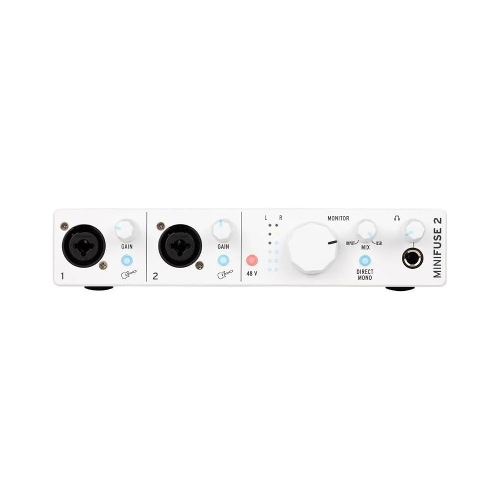 Arturia MiniFuse 2 Flexible Dual USB-C Audio Interface, White w/ 2-Pack Pig Hog PHM10 8mm XLR Microphone Cable and Liquid Audio Polishing Cloth - Image 6