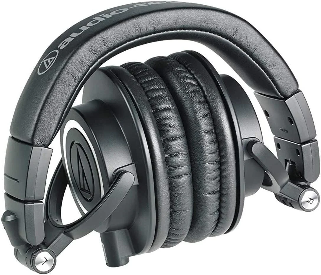 Audio Technica ATH-M50X Professional Studio Monitor Headphones Black Bundle w/Pig hog 25’ Extension Cable & Liquid Polishing Cloth with Detachable Cable - Image 3