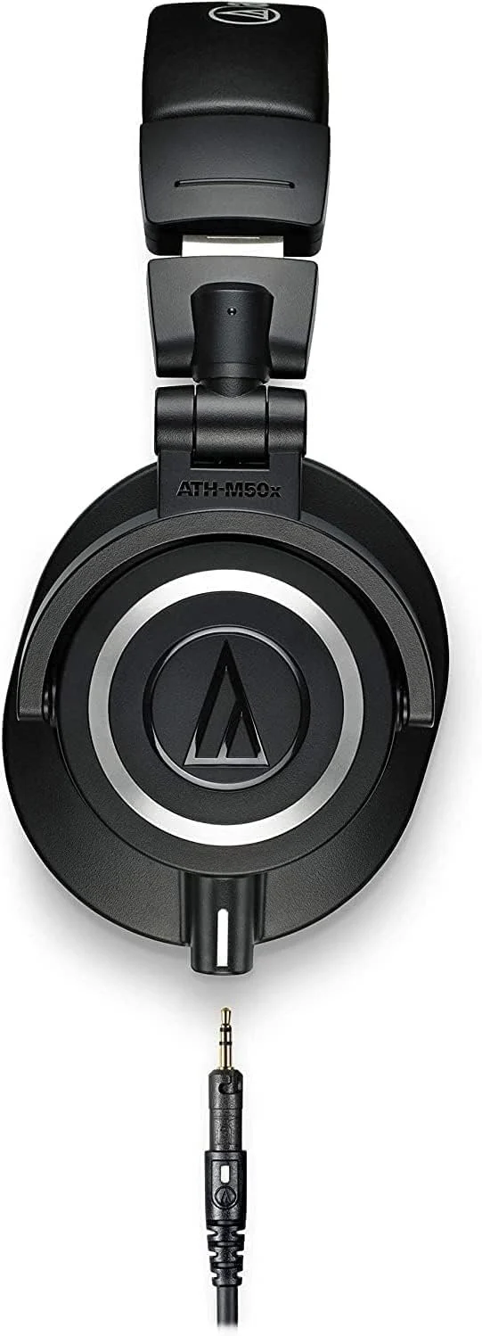 Audio Technica ATH-M50X Professional Studio Monitor Headphones Black Bundle w/Pig hog 25’ Extension Cable & Liquid Polishing Cloth with Detachable Cable - Image 5
