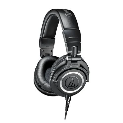 Audio Technica ATH-M50X Professional Studio Monitor Headphones Black Bundle with Pig hog Extension Cable & Liquid Polishing Cloth with Detachable Cable - Image 11
