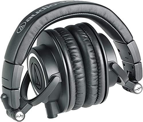 Audio Technica ATH-M50X Professional Studio Monitor Headphones Black Bundle with Pig hog Extension Cable & Liquid Polishing Cloth with Detachable Cable - Image 3