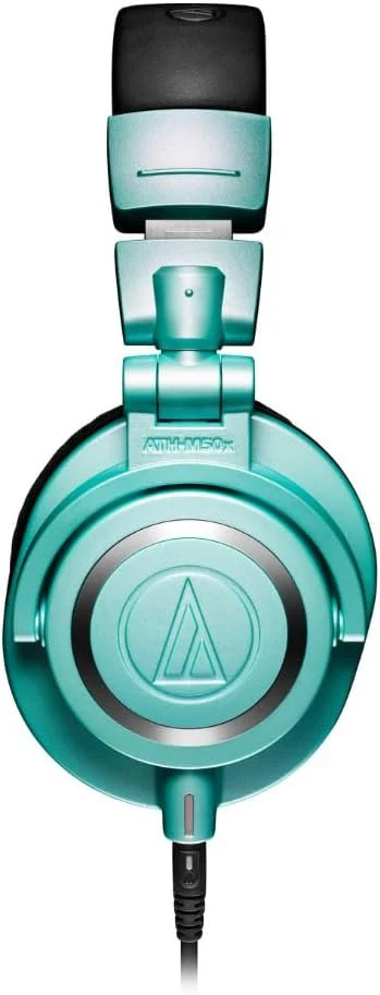 Audio Technica ATH-M50X Professional Studio Monitor Headphones Ice Blue Bundle w/Pig hog 25’ Extension Cable & Liquid Polishing Cloth with Detachable Cable - Image 2