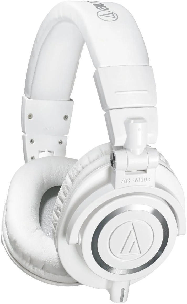 Audio Technica ATH-M50X White Professional Studio Monitor Headphones Wired Bundle with 3 Detachable Cables, 25ft Headphone Extension Cable, Adapter, Pouch and Instrument Polishing Cloth - Image 4
