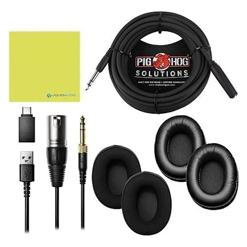 Liquid Audio Audio-Technica ATH-M50XSTS StreamSet Streaming Headset Bundle with Pig Hog 25' Headphone Extension Cable, Polishing Cloth - Image 6