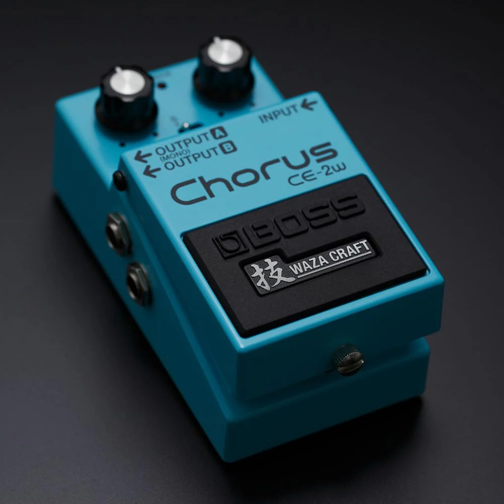 Boss CE-2W Waza Craft Chorus Pedal Bundle with 2x Strukture S6P48 Woven Right Angle Patch Cables, 12x Fender Guitar Picks, 9V Power Adapter and Liquid Audio Instrument Polishing Cloth - Image 6