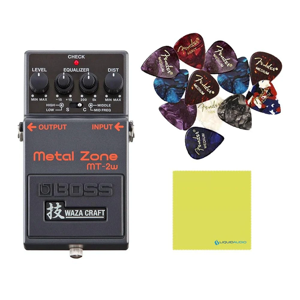 Boss FZ-1W Waza Craft Fuzz Pedal Bundle with Boss MT-2W Waza Metal Zone Distortion Pedal, 12 Guitar Picks and Polishing Cloth - Image 2