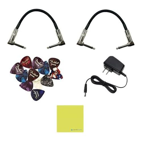 Boss FZ-5 Fuzz Pedal Bundle w/ 2-Pack Strukture S6P48 Woven Right Angle Patch Cable, 12-Pack Guitar Pick, 9V Power Adapter and Liquid Audio Polishing Cloth - Image 2
