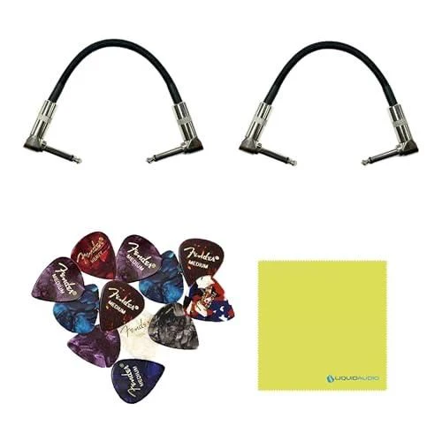 Boss OC-5 Octave Pedal Bundle w/ 2-Pack Strukture S6P48 Woven Right Angle Patch Cable, 12-Pack Guitar Pick and Liquid Audio Polishing Cloth - Image 2