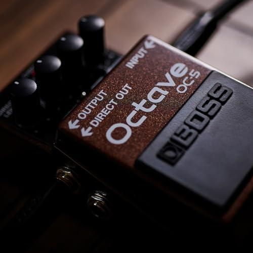 Boss OC-5 Octave Pedal Bundle w/ 2-Pack Strukture S6P48 Woven Right Angle Patch Cable, 12-Pack Guitar Pick and Liquid Audio Polishing Cloth - Image 3