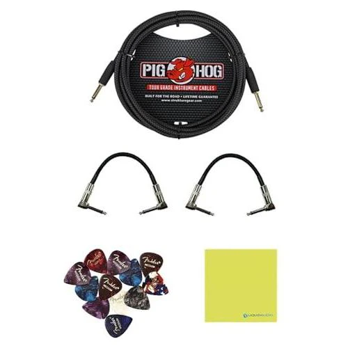 Boss PS-6 Harmonist Pedal Bundle w/ 2-Pack Strukture S6P48 Woven Right Angle Patch Cable, Pig Hog PCH10BK "Black Woven" Instrument Cable, 12-Pack Guitar Pick and Liquid Audio Polishing Cloth - Image 2