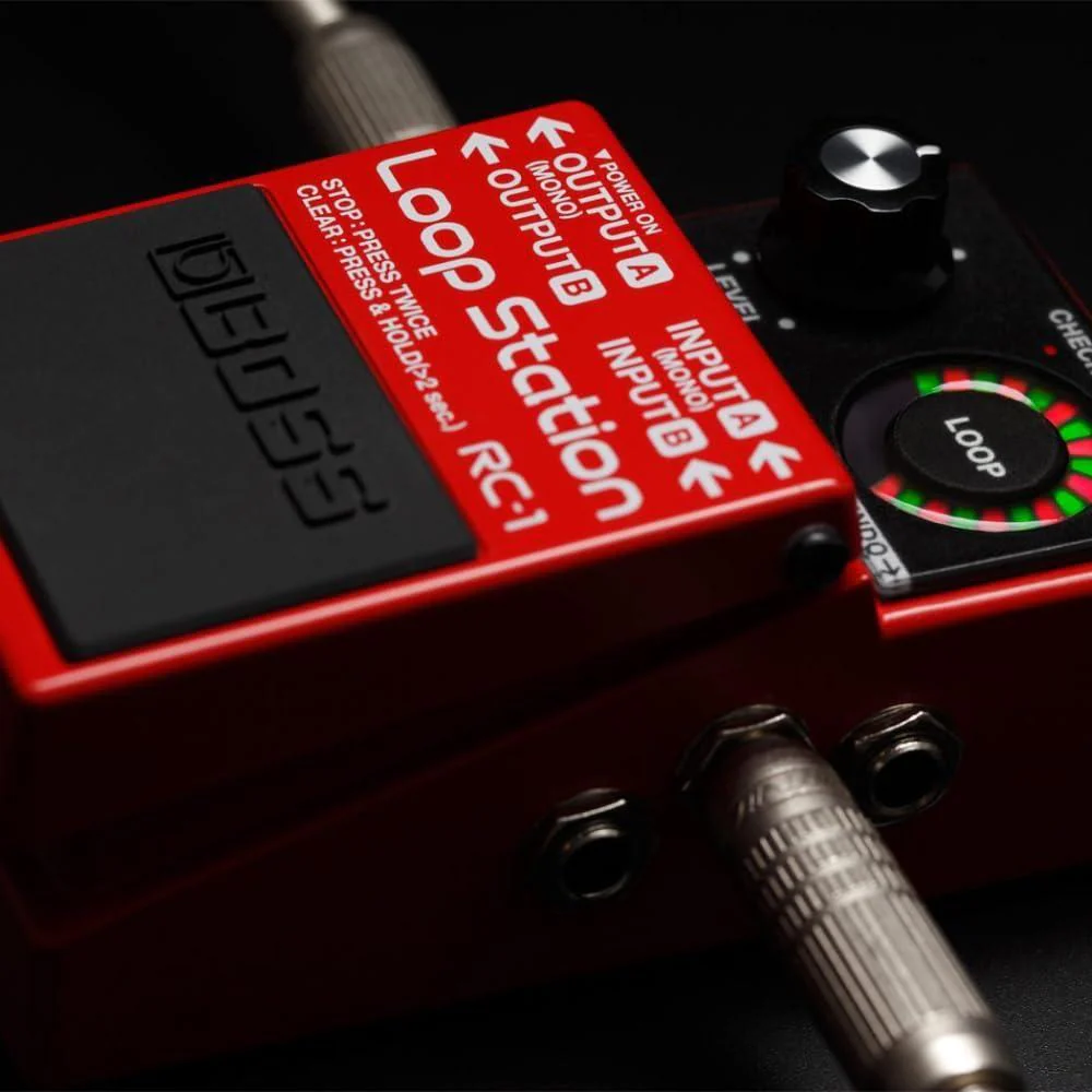 Boss RC-1 Loop Station Looper Pedal Bundle w/2x Strukture S6P48 Woven Right Angle Patch Cables, 12x Guitar Picks, 9V Power Adapter and Liquid Audio Polishing Cloth - Image 3