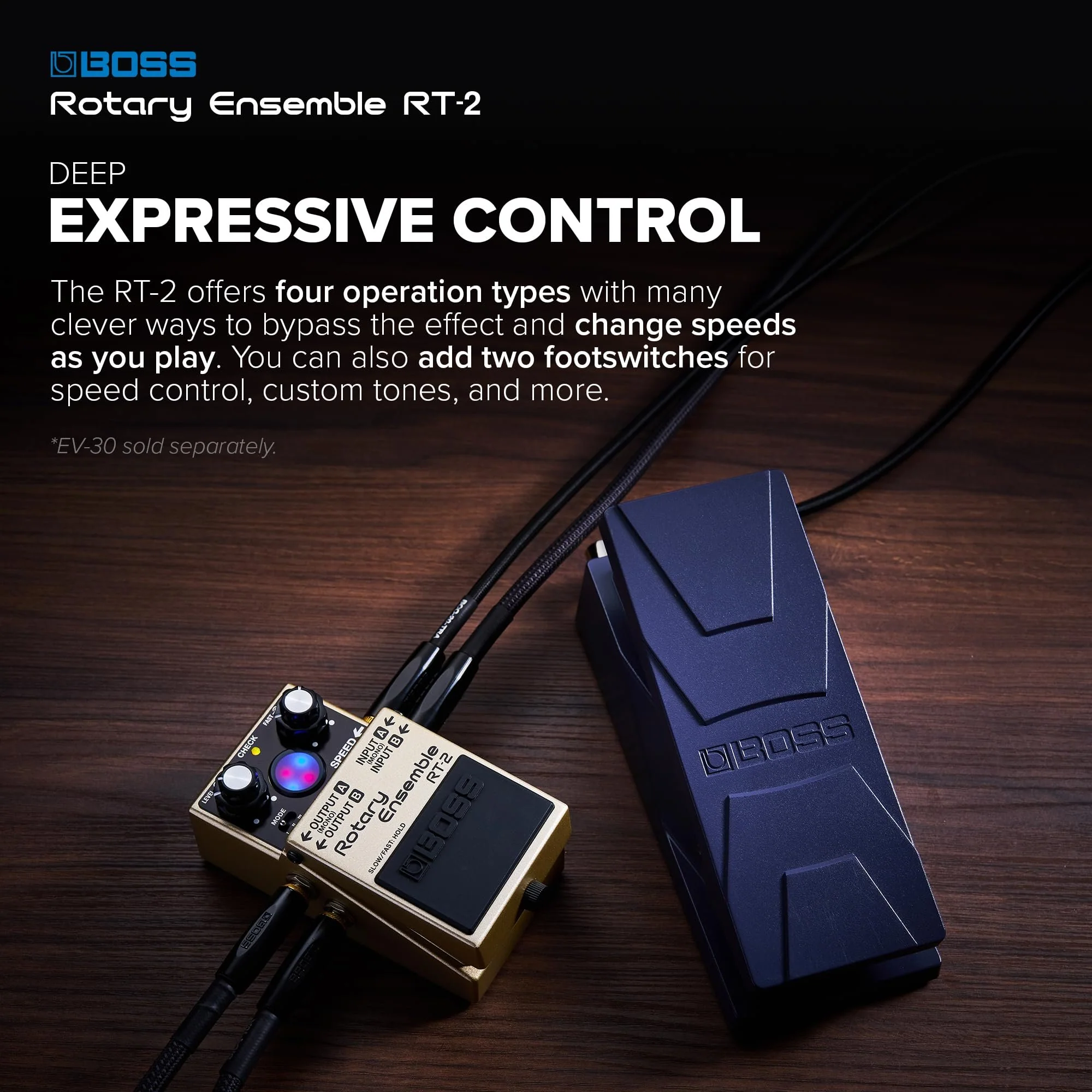 BOSS RT-2 | Compact Rotary Ensemble Pedal | Authentic Rotary Speaker Sounds | Tailored for Guitars & Keyboards | 3 Versatile Modes | Multiple Mod FX in One | Expanded I/O Features - Image 2