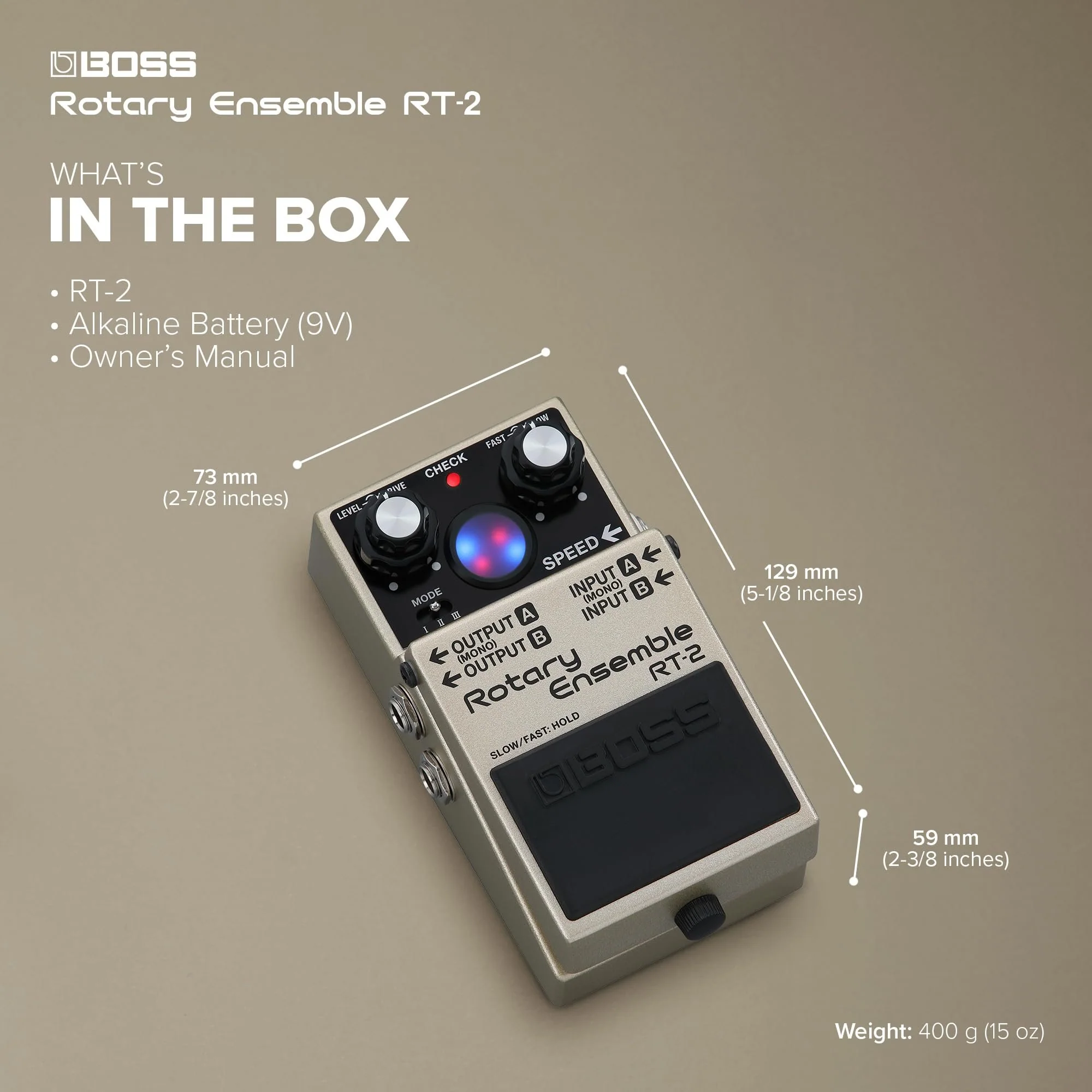 BOSS RT-2 | Compact Rotary Ensemble Pedal | Authentic Rotary Speaker Sounds | Tailored for Guitars & Keyboards | 3 Versatile Modes | Multiple Mod FX in One | Expanded I/O Features - Image 3