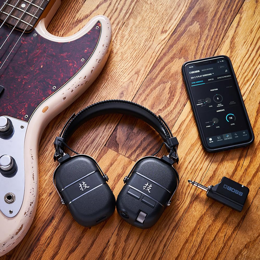Boss WAZA-AIR BASS Wireless Personal Bass Amplification System Bundle w/Pig Hog PCH10BK Black Woven Instrument Cable and Liquid Audio Polishing Cloth - Image 6
