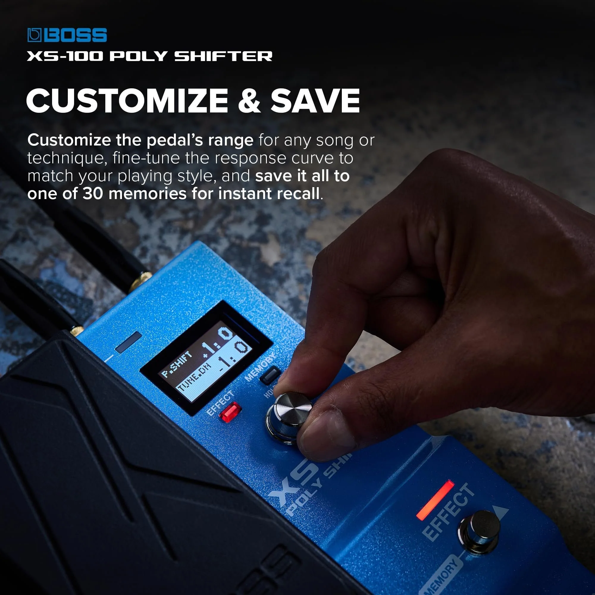 BOSS XS-100 Poly Shifter | Advanced Pitch Shifting Workstation | Class-Leading Sound | Total Pitch Control for Guitar/Bass Across 8 Octaves | Onboard Pedal & Display | 30 Memories for Saving Setups - Image 2