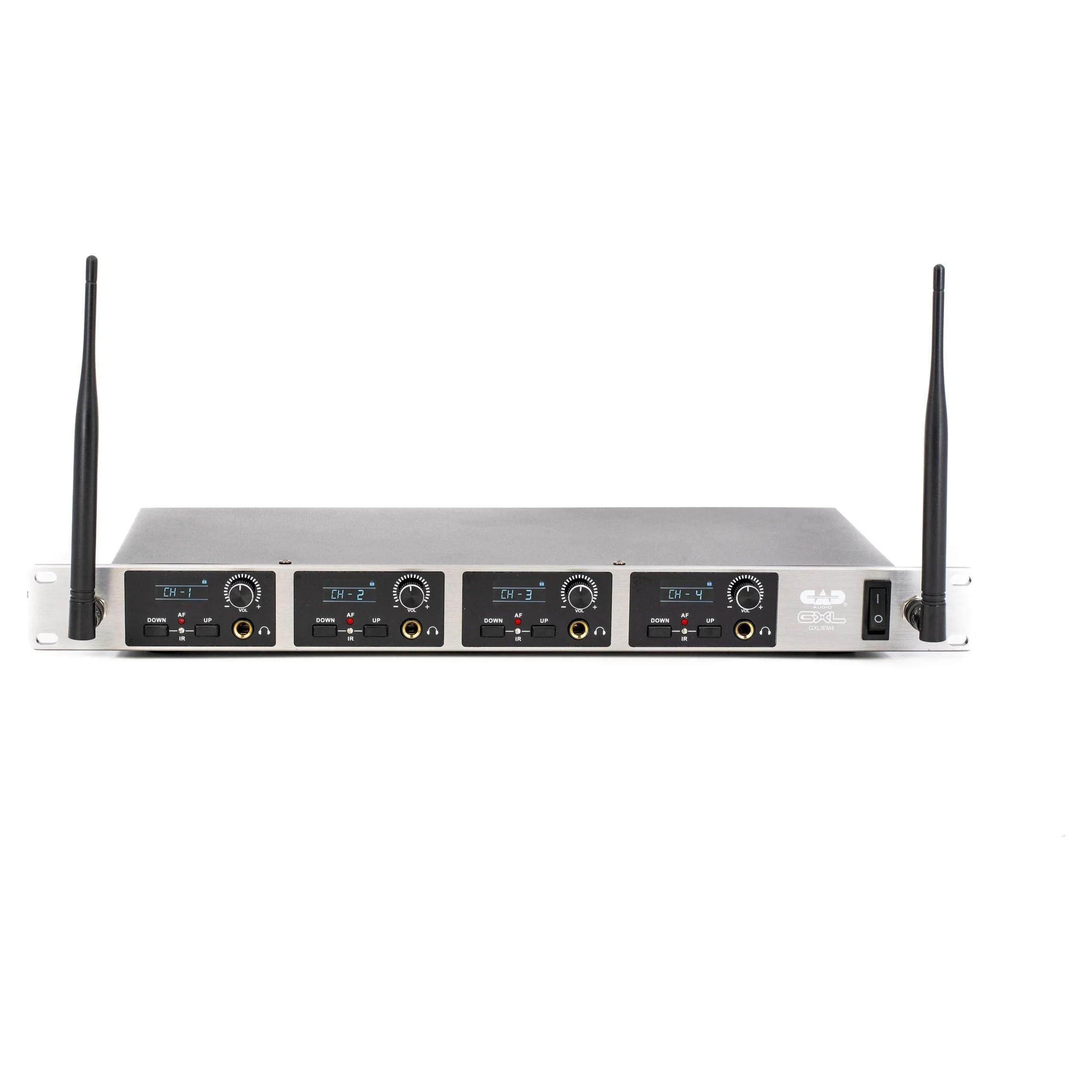 CAD Audio GXLIEM4 Frequency Agile Wireless In Ear Monitor System -Four discrete mixes - includes 4 MEB1 Earbuds, 4 Bodypack Receivers, Rack Mount Ears and Antenna Relocation Kit ,Black - Image 3