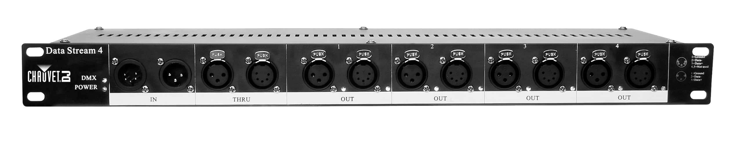 CHAUVET DJ Data Stream 4 Universal DMX-512 Optical Splitter w/4 Outputs from Single Input, Black