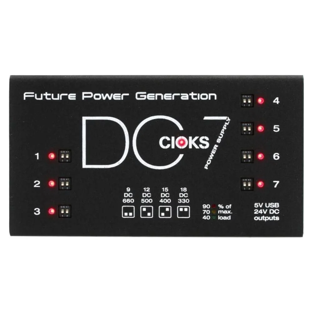 CIOKS Pedal Power Supply Bundle with 4X Strukture S6P48 Woven Right Angle Patch Cables and Liquid Audio Polishing Cloth - DC7 Isolated DC Outlets Power Supply - Image 3