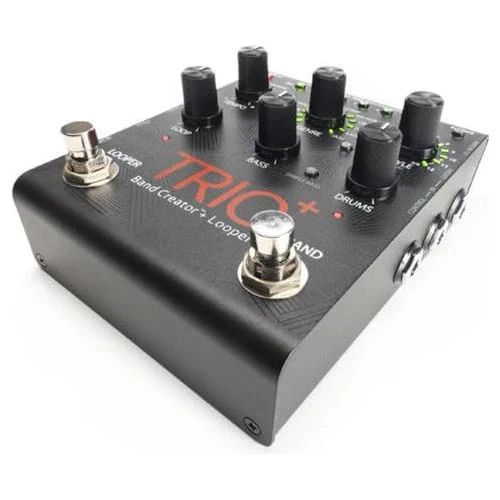 KMC Digitech TRIOPLUS Trio+ Band Creator and Looper Effects Pedal Bundle w/2x Strukture S6P48 Woven Right Angle Patch Cables, 12x Guitar Picks and Liquid Audio Polishing Cloth - Image 3