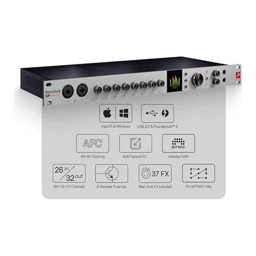 Discrete 8 Pro Synergy Core 26x32 Thunderbolt 3 Interface and USB 2.0 Audio Interface with Onboard Real-time Effects - Antelope Audio - Image 3