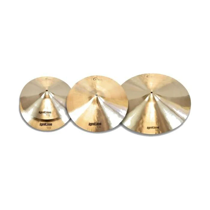 Dream Cymbals and Gongs IGNCP3 Ignition 3 Piece Cymbal Pack 14"/16"/20" Cymbals Bundle w/Liquid Audio Polishing Cloth - Image 2
