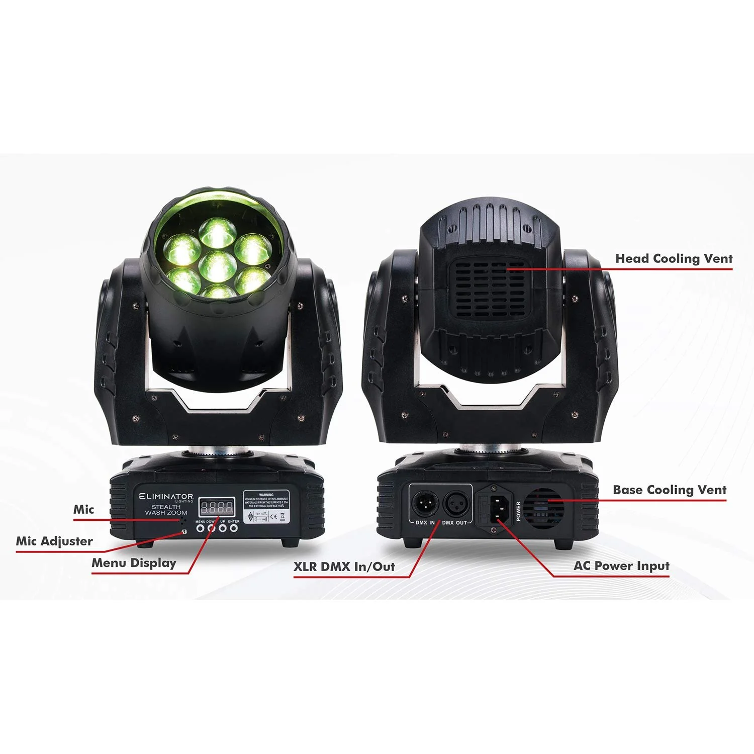 Eliminator Lighting ADJ - 7 X 12W LED Wash Zoom With Wired Digital communication Network (Stealth Wash Zoom) - Image 8