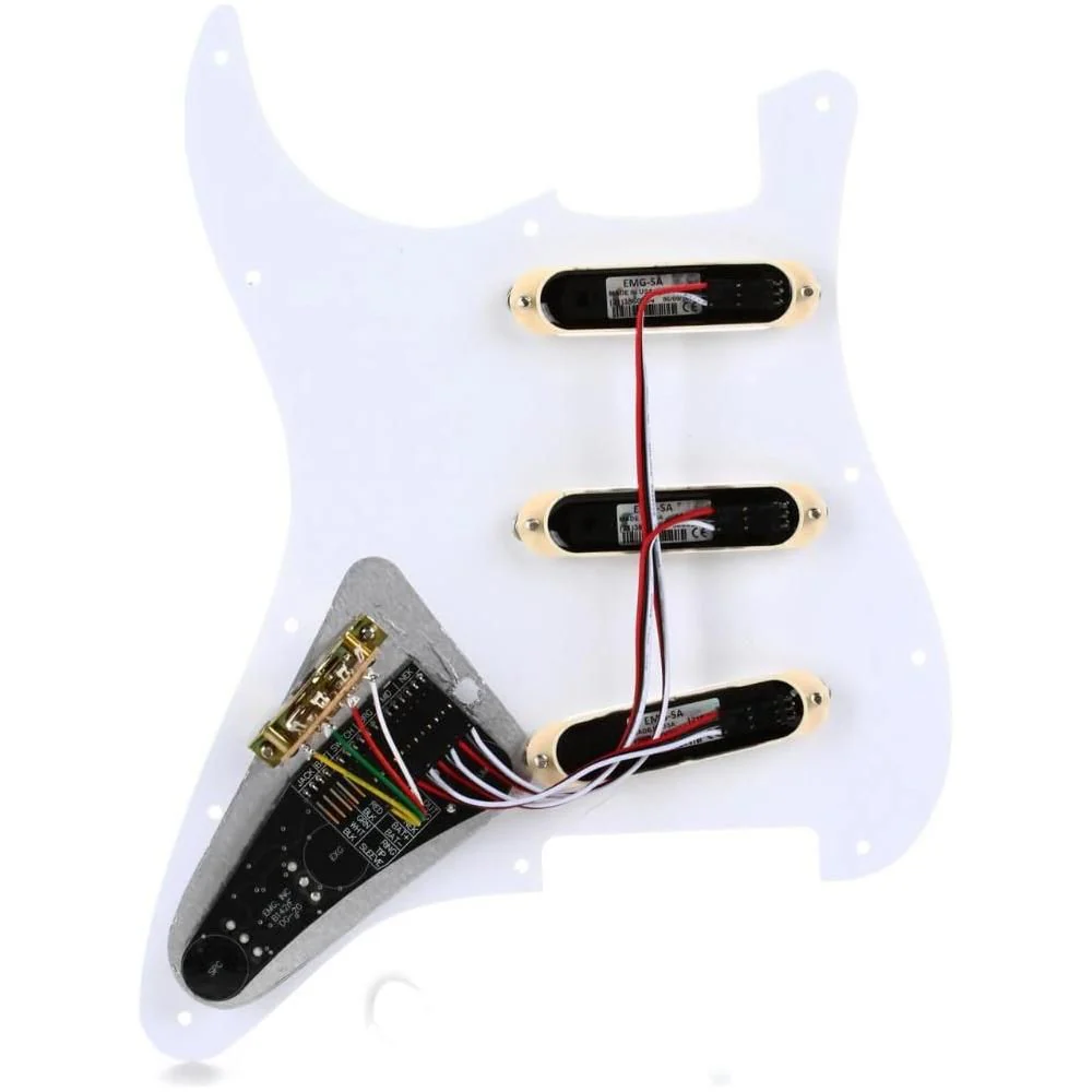 EMG DG20 David Gilmour Active Pickup Guitar Pickguard Set, Ivory - White Pearl Bundle w/ 12x Guitar Picks, and Liquid Audio Polishing Cloth - Image 3