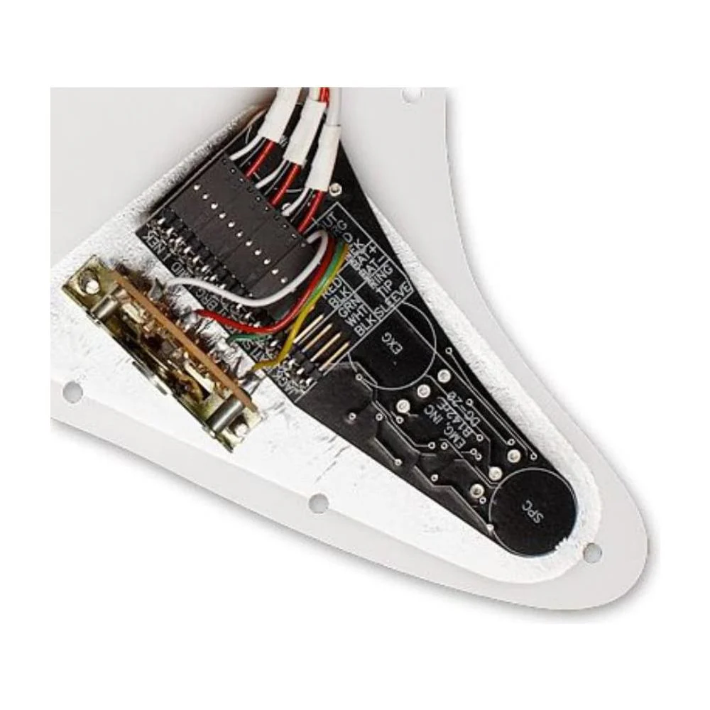 EMG DG20 David Gilmour Active Pickup Guitar Pickguard Set, Ivory - White Pearl Bundle w/ 12x Guitar Picks, and Liquid Audio Polishing Cloth - Image 4