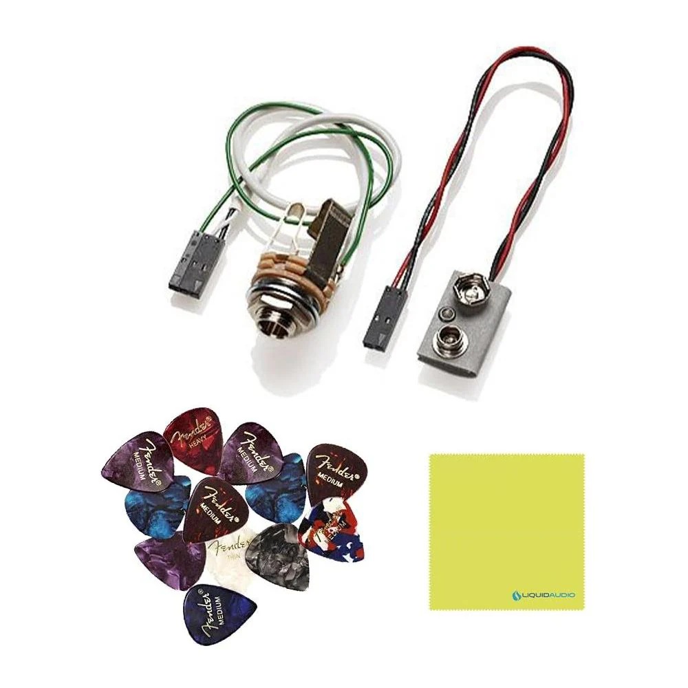 EMG DG20 David Gilmour Active Pickup Guitar Pickguard Set, Ivory - White Pearl Bundle w/ 12x Guitar Picks, and Liquid Audio Polishing Cloth - Image 5