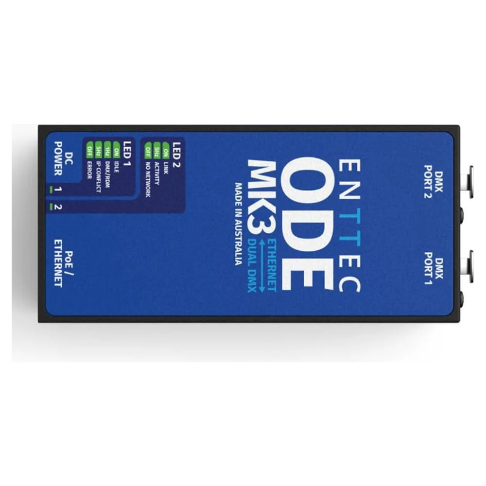 Enttec 70407 ODE MK3 Two-Universe Bidirectional DMX Ethernet Gateway Bundle w/DMX Adapter 5 Pin(M) to 3 Pin(F) XLR and Liquid Audio Polishing Cloth - Image 3