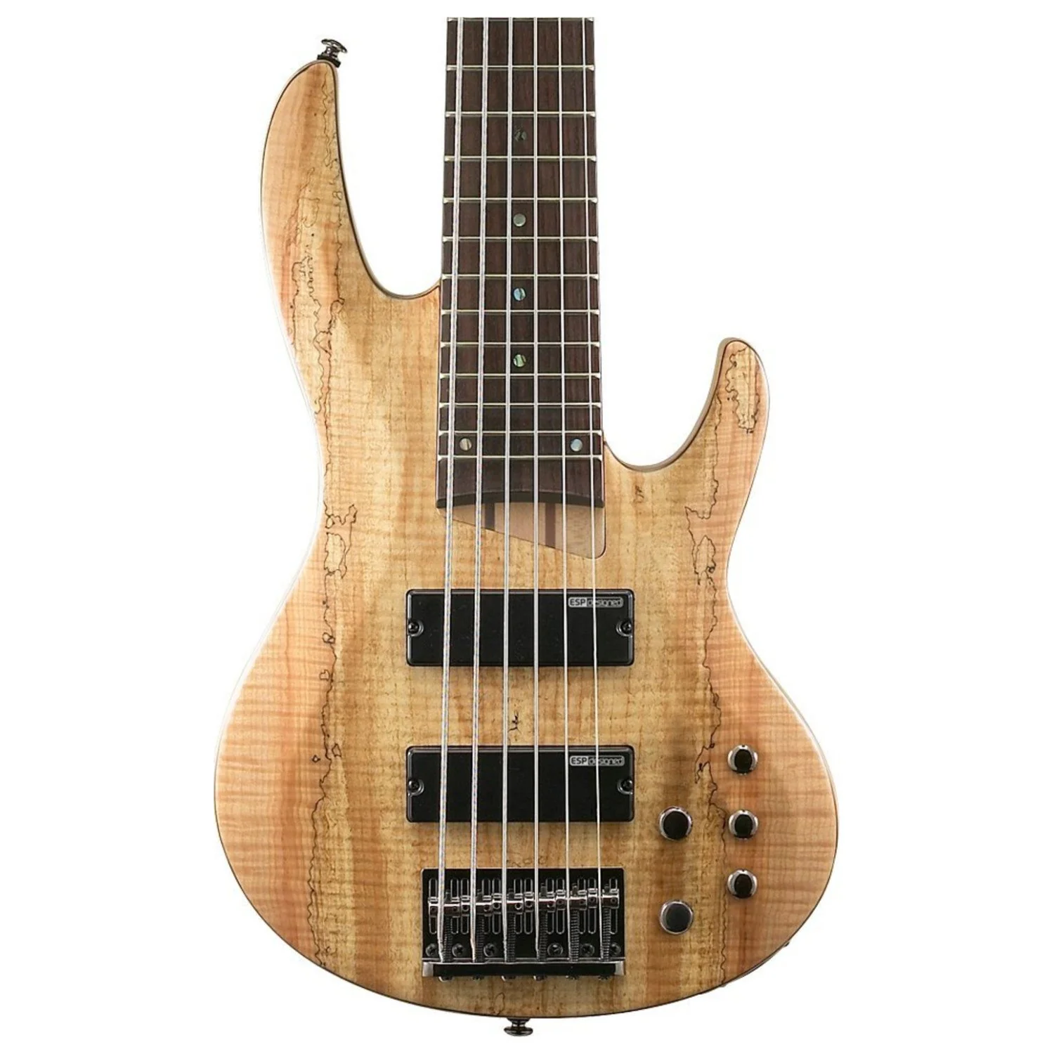 ESP LTD B-206SM Spalted Maple 6-String Bass Guitar, Natural Satin - Image 3