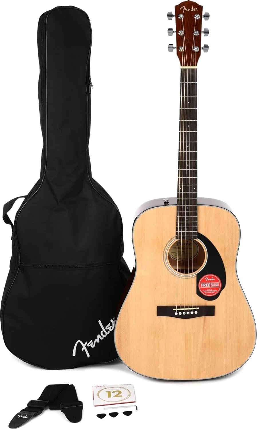 Fender CD-60 Dreadnought Acoustic Guitar V3 with Case, Walnut Fingerboard, Black, 0970110206 - Image 2