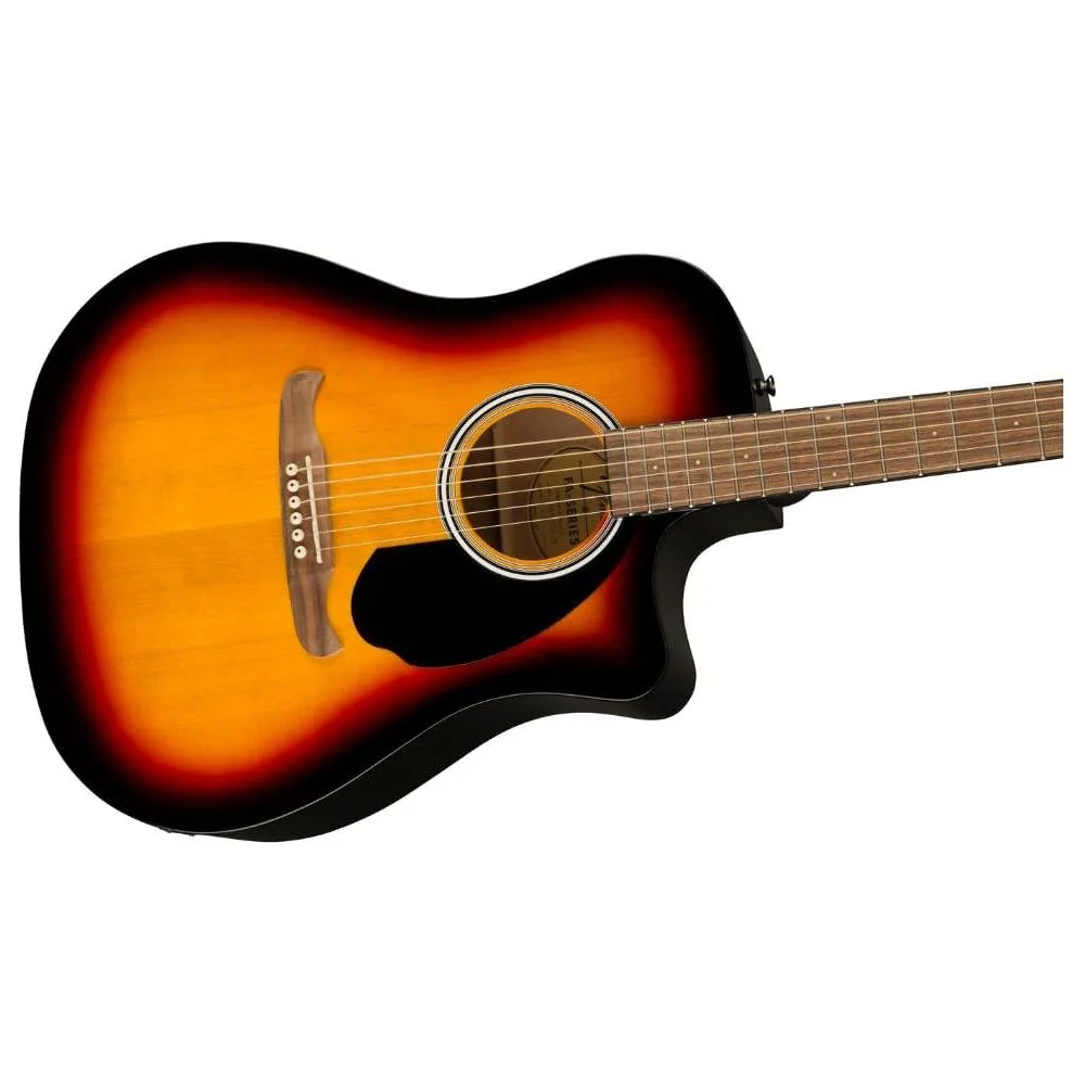Fender FA-125CE Dreadnought Acoustic Guitars, Walnut Fingerboard, Sunburst Bundle w/ 12x Picks and Liquid Audio Polishing Cloth - Image 3