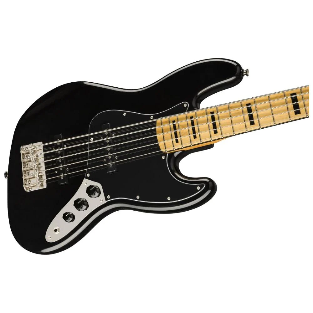 Fender Jazz Bass V Squier Classic Vibe '70s, Maple Fingerboard, Black Bundle with 12x Fender Guitar Picks & Liquid Audio Instrument Polishing Cloth - Image 4