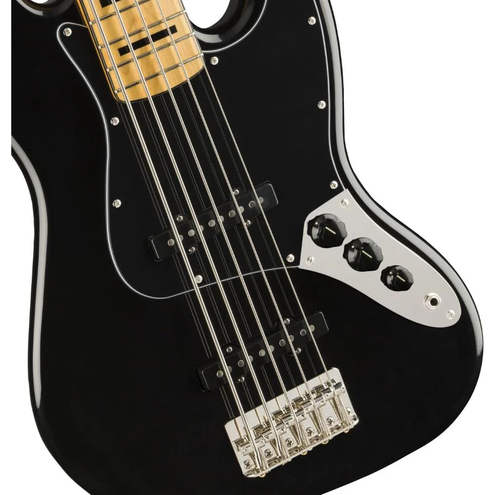 Fender Jazz Bass V Squier Classic Vibe '70s, Maple Fingerboard, Black Bundle with 12x Fender Guitar Picks & Liquid Audio Instrument Polishing Cloth - Image 5