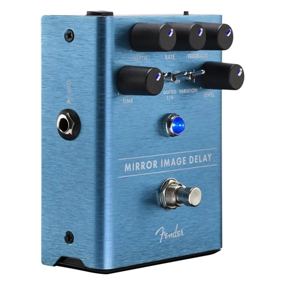 Fender Mirror Image Delay Effects Pedal Bundle w/2x Strukture S6P48 Woven Right Angle Patch Cables, 12x Guitar Picks and Liquid Audio Polishing Cloth - Image 3