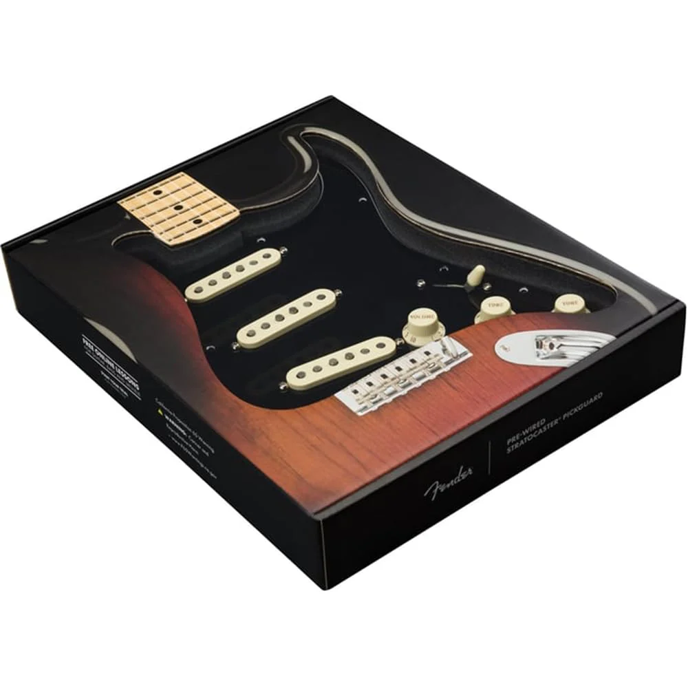 Fender Pre-Wired Strat® Pickguard, Custom Shop Fat 50's SSS, Black - 0992340506 Bundle w/ 12-Pack Guitar Pick and Liquid Audio Polishing Cloth - Image 3